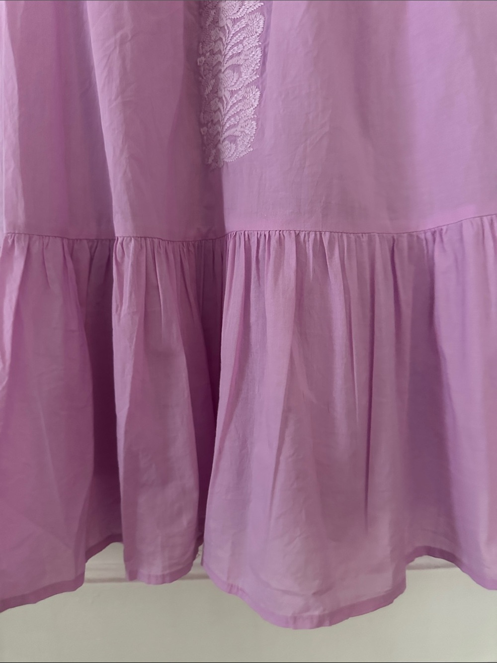 Lilac Embroidered Ruffle Mini Dress - Picture 4 of 5